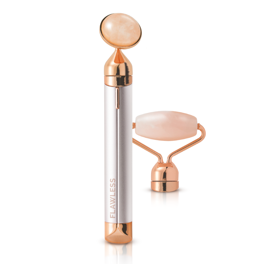 Flawless Contour - Rodillo Facial de Cuarzo Rosa Microvibrante