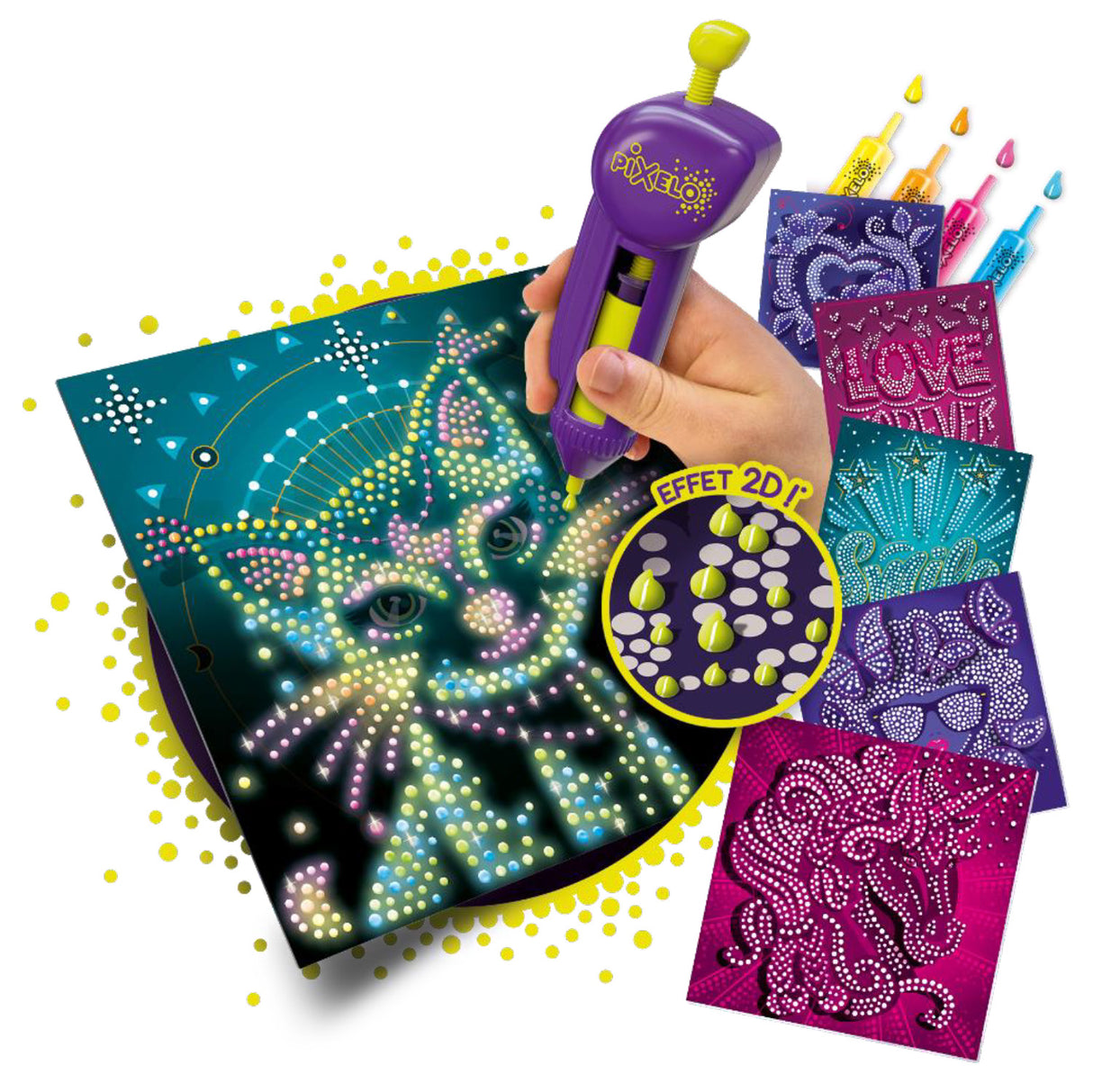 Kit de dibujo PIXELO - Agrega efectos de relieve y brillo radiante