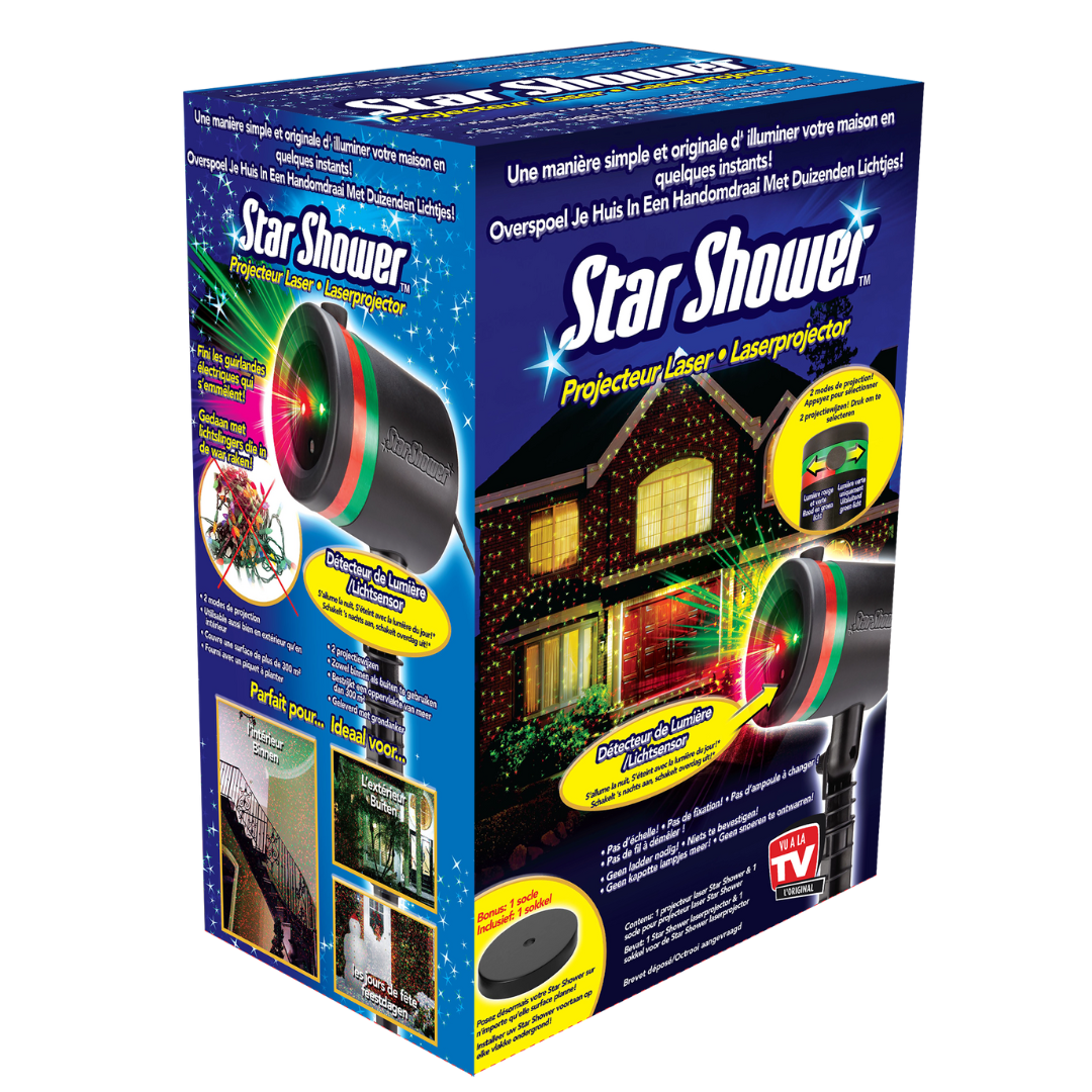 Star Shower Ultra 9 – Proyector láser de luces rojas y verdes para exteriores