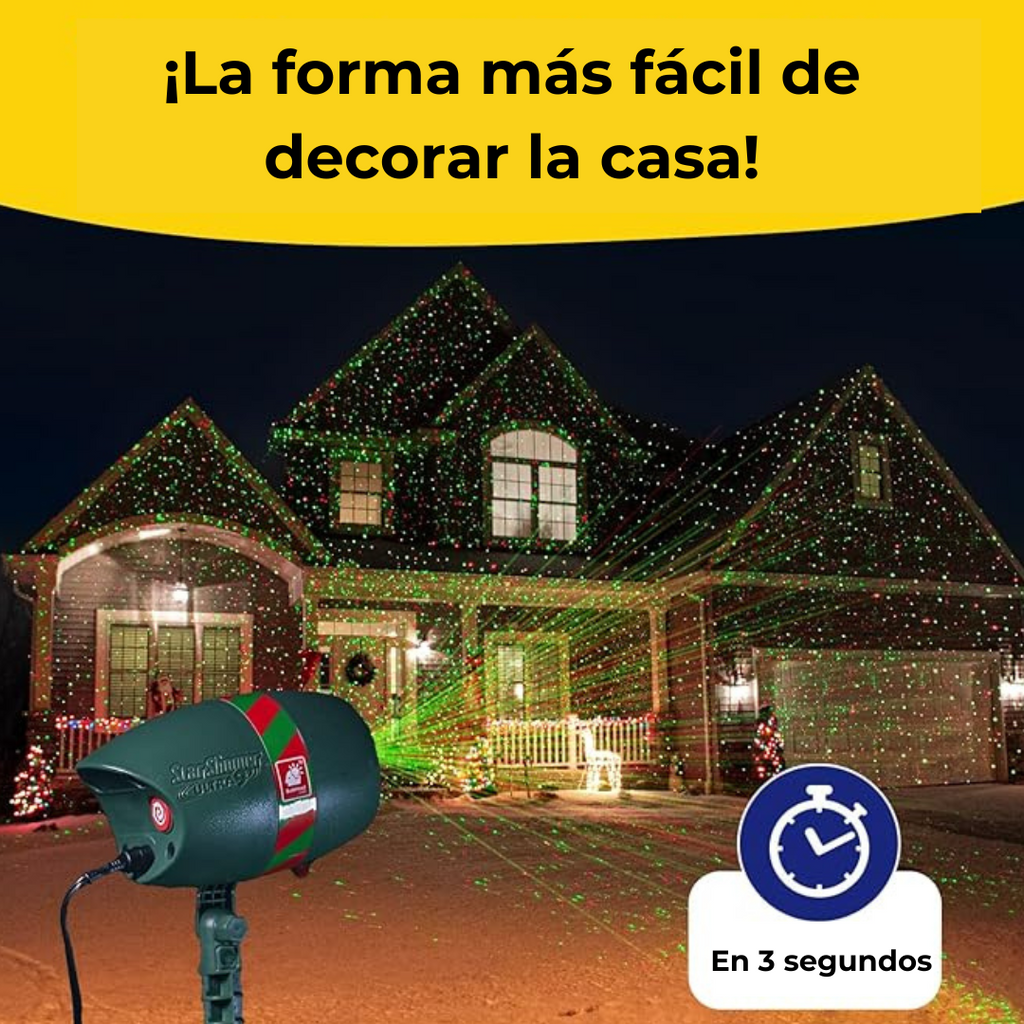 Star Shower Ultra 9 – Proyector láser de luces rojas y verdes para exteriores