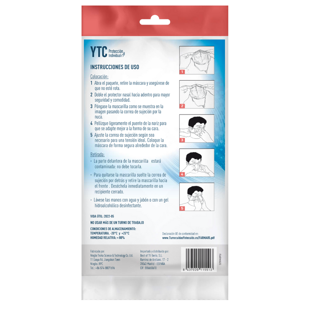 Máscara FFP2 NR com Fita de Fixação (Pack 2 unidades)