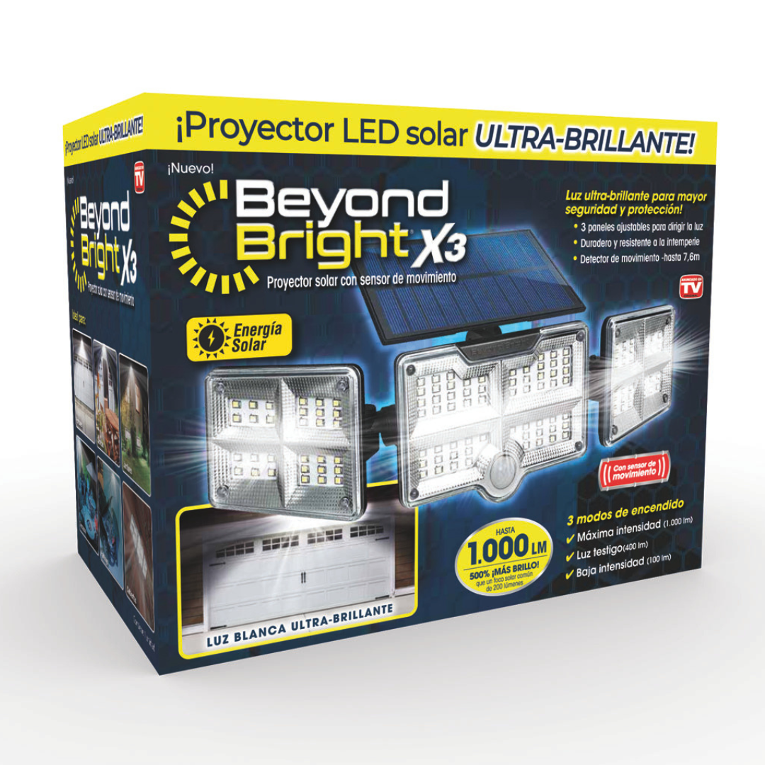 Beyond Bright X3 - Proyector LED solar con sensor de movimiento