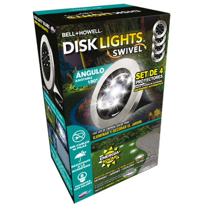 Swivel Disk Lights - Set de 4 luces solares LED orientables